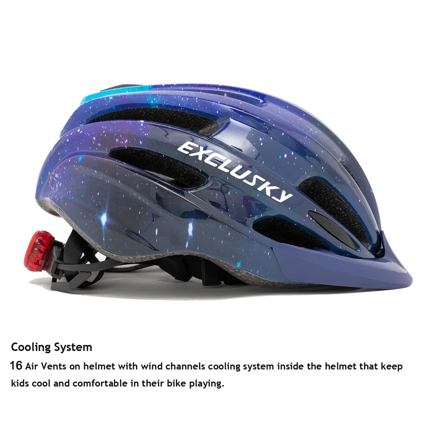 Exclusky kids bike helmet boys 50-57CM kids bike helmet with light kids bike helmet with visor bike helmet girls multiple ventilation helmet kids 5-13 years