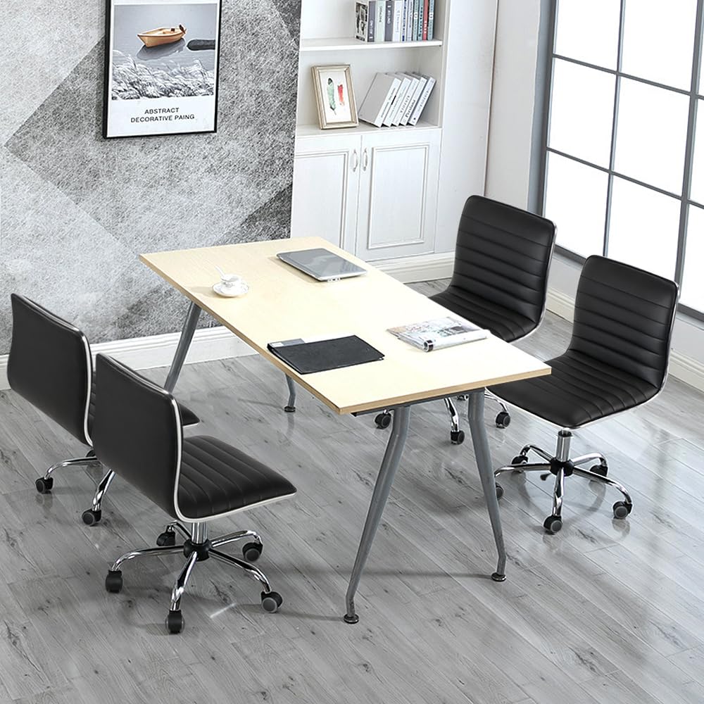 Yaheetech office chair swivel ergonomic desk chair, swivel chair with casters, armless, 360° swivel, height adjustable, made of faux leather.