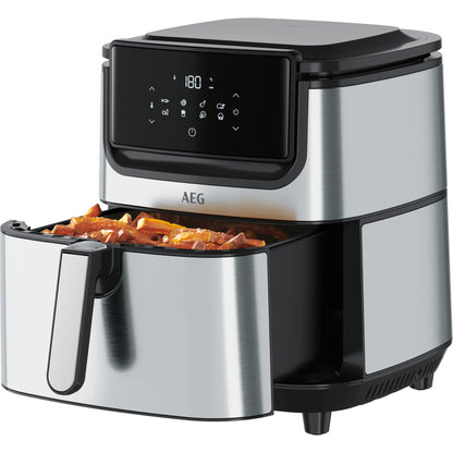 AEG AF6-1-6ST Hot Air Fryer (Frying, Grilling, Roasting, Baking with little to no oil, 8 pre-set programs, XXL capacity, dishwasher safe, LED touch display, programmable, stainless steel)