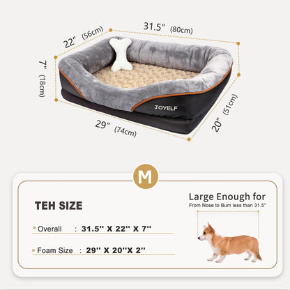 Joyelf dog bed made of memory foam, orthopedic dog bed & sofa with removable, washable cover and squeaky toy as a gift.
