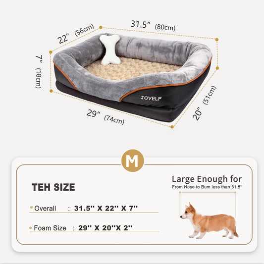 Joyelf dog bed made of memory foam, orthopedic dog bed & sofa with removable, washable cover and squeaky toy as a gift.