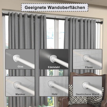 Homease shower curtain rod without drilling, extendable curtain rod rustproof curtain rod for clamping telescopic rod for bathroom balcony laundry room divider 28-44 inches white