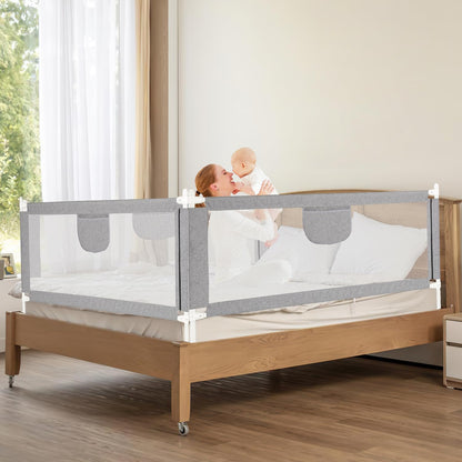 Jopassy Bed Rail 180cm Bed Guard for Kids, Bed Rail for Kids, Baby Guardrail sturdy design, airy Baby Guardrail for young children Grey