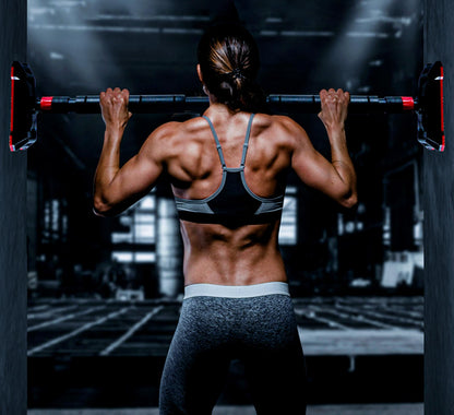 Kapler Pull Up Bar for door and door frame, adjustable with elastic lock, 300kg capacity, includes leveling tool and high-density foam for comfort.