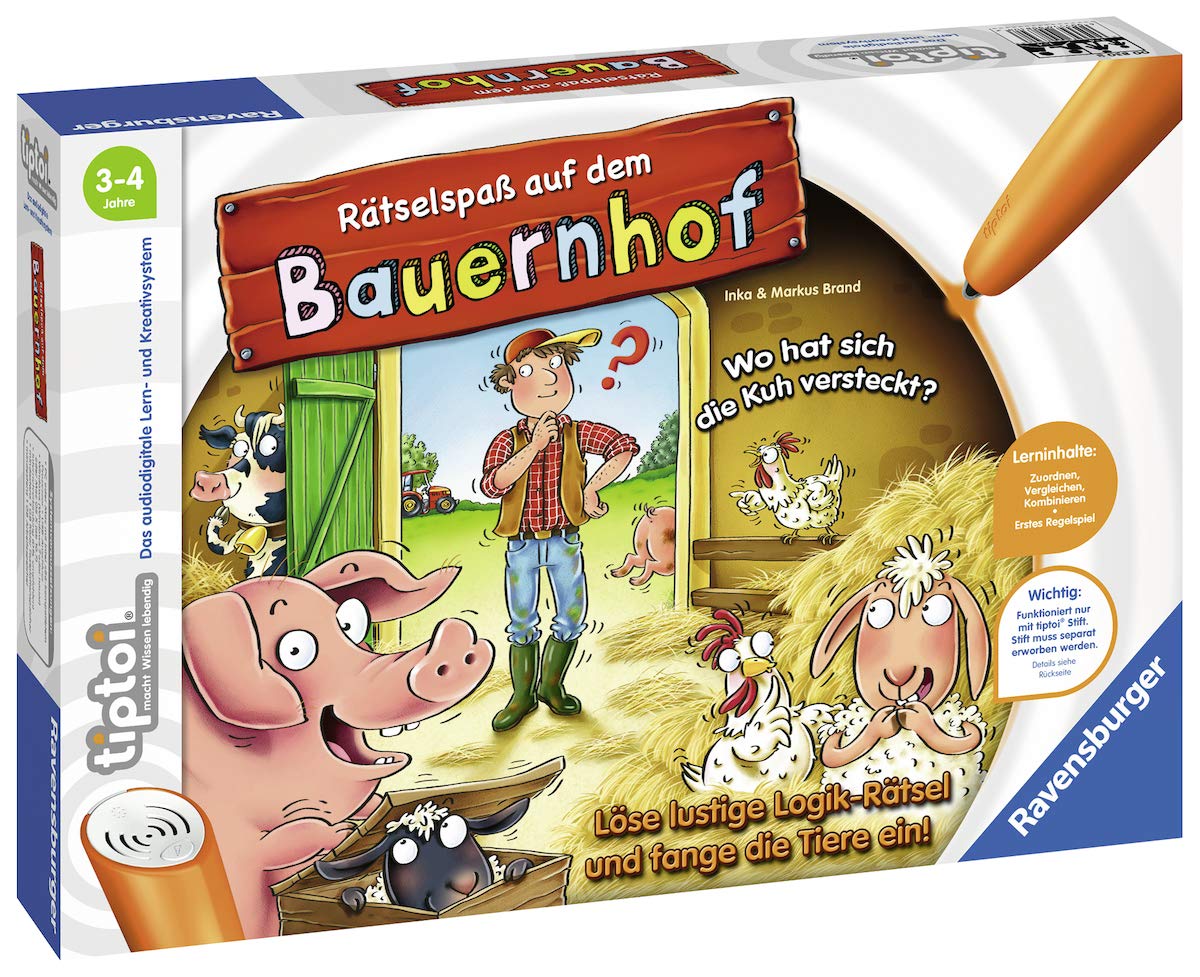 Ravensburger tiptoi Starter Set Plus 00159: Pen and book My Favourite Nursery Rhymes & tiptoi Game 00830 Puzzle Fun on the Farm