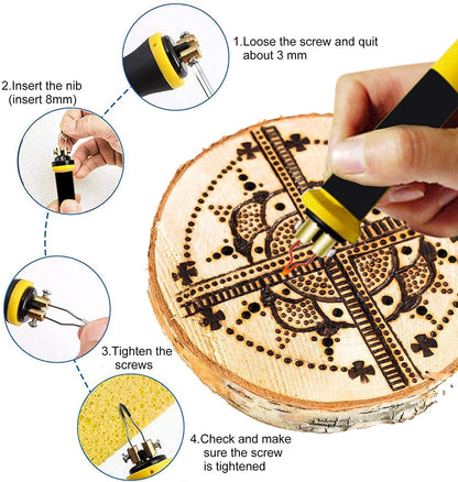 Wood burning tools, digital display pyrography station wood burner with 2 professional branding pens 20 wire tips 60W Includes gift bag