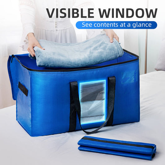 TAILI Large moving bags with zipper, 6 PCS storage bags for duvets with handles & lid for moving, comforters, clothing, traveling, bedding.