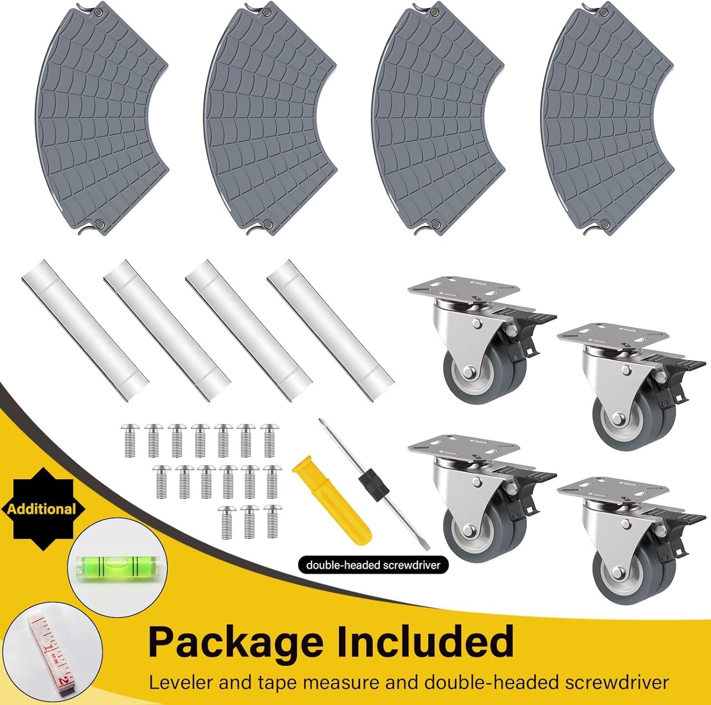 WELDUN plant roller Ø 40-54 cm, dolly 200KG load capacity, saucer flower pot with lockable casters, flower roller for outdoor indoor, 2 pack, gray