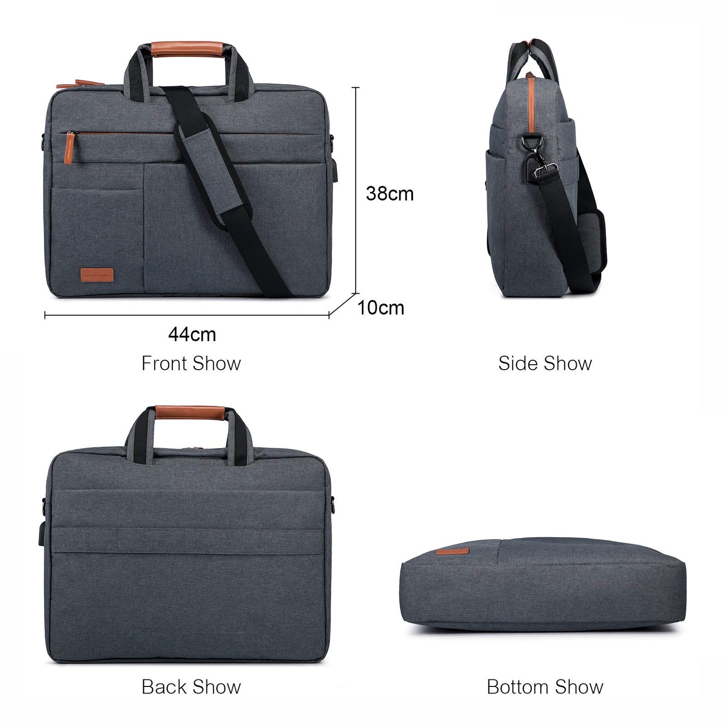 LOVEVOOK laptop bag 17-17.3 inch notebook bag 17-17.3 inch waterproof briefcase men shoulder bag Macbook bag business bags men dark gray