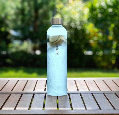 VINSUN 1l blue reusable sustainable bottle, suitable for carbonation, BPA-free, Tritan - sports bottle for outdoor, school, university, bike, office, gym.