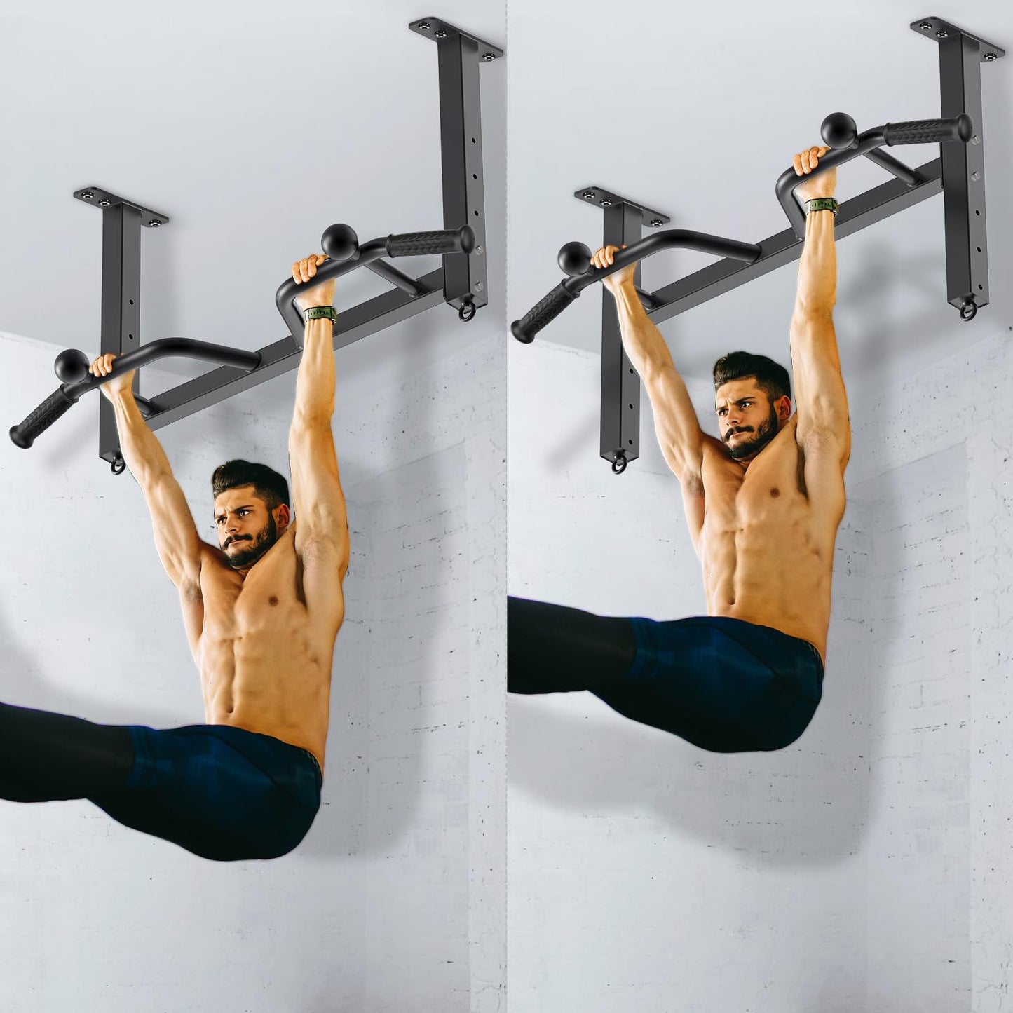 Kipika Heavy Duty Ceiling Mounted Pull Up Bar, Highly Adjustable, Multifunctional Chin Up Bar, Body Workout Home Gym System