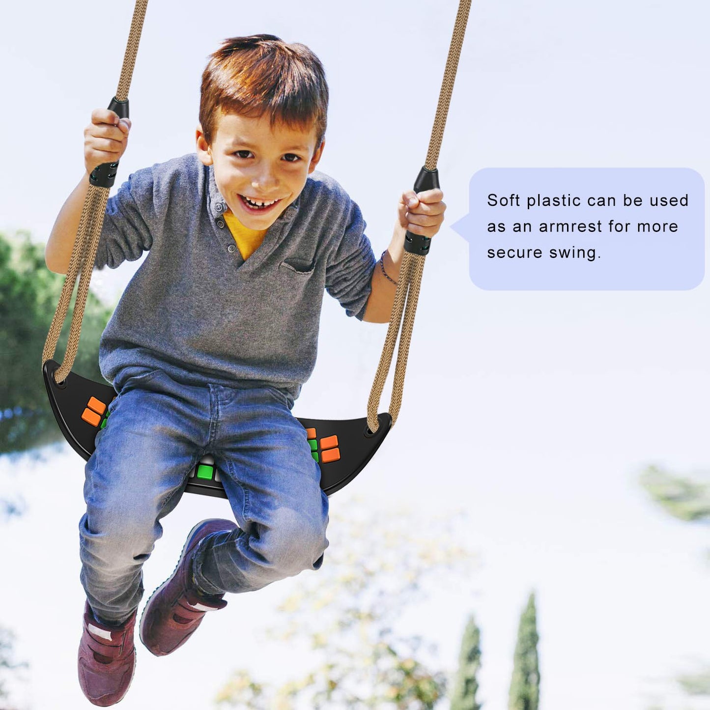 SELEWARE Swing Outdoor Kids Swing Seat - Indoor Adult Swing Board Adjustable Height with Adjustable Rope Garden Kids Swing Non-slip Backyard Garden Swing