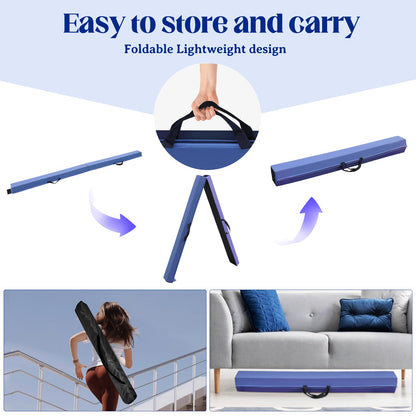 SportBob folding balance beam for kids, 300cm PU leather gymnastics beam for home use. Perfect for balance beam training, fitness, and gymnastics.