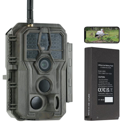 GardePro E8P wildlife camera with WiFi, rechargeable 8000mAh battery, 64MP 1296P resolution, motion sensor night vision, mobile transmission, WiFi, app.
