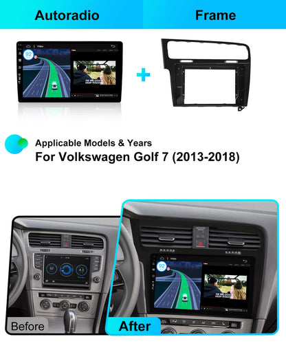 BXLIYER Android 14 IPS car radio fits Golf 7 (2013-2018) - Built-in CarPlay Android Auto - FREE camera - 2G+32G - 10.1 inch 2 Din - DSP DAB Steering Wheel Control WiFi Fast-Boot 4G