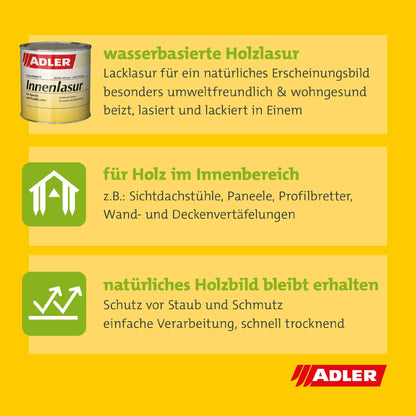 ADLER Interior Stain W10 750ml White eco-friendly wood stain for indoor use water-based interior stain