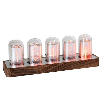 ClocTeck LED Nixie Clock, Digital Nixie Tube Clock, Nixie Tube Clock, Syncs with WiFi, Alarm and 12/24-hour display, no assembly required - A retro gift for friends.