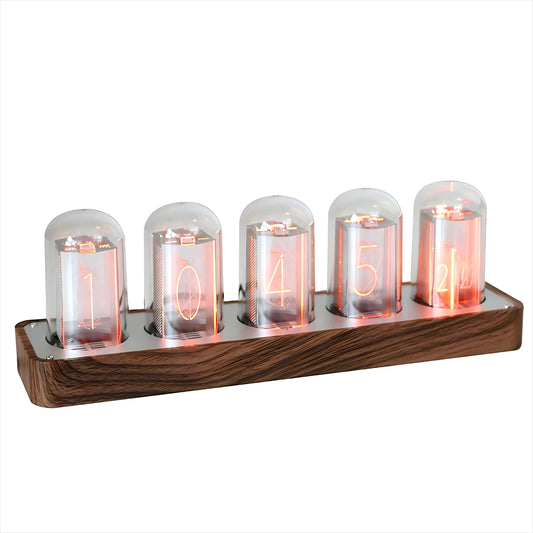 ClocTeck LED Nixie Clock, Digital Nixie Tube Clock, Nixie Tube Clock, Syncs with WiFi, Alarm and 12/24-hour display, no assembly required - A retro gift for friends.