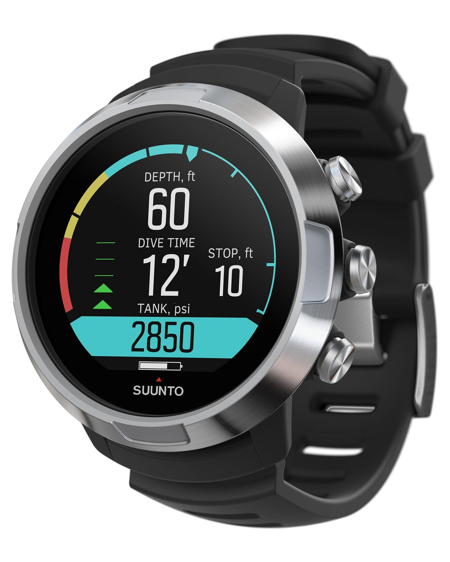 SUUNTO D5 dive computer with color display, 100m water resistant, alarm function, stopwatch, weather information, compass, and up to 12 hours battery life in dive mode