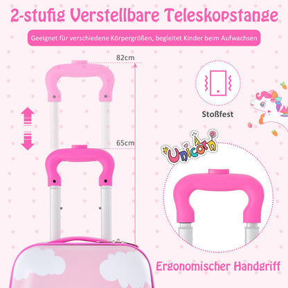 DREAMADE 2 piece kids suitcase & backpack, 16” +12” kids luggage set, kids trolley luggage, carry-on travel luggage hard shell suitcase for kids (Pink, 16 inch +12 inch)