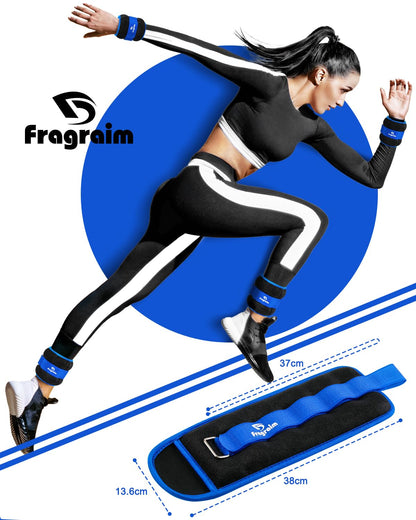 Fragraim ankle weights, wrist weights 4KG 1 pair, leg weights, weight cuffs hand and foot weights - for fitness, exercising, running, gymnastics.