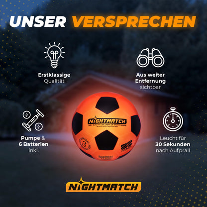 NIGHTMATCH LED Light Up Soccer Ball | Soccer | Official Size 3 | Waterproof | Glows in the Dark | Soccer for Kids & Adults | Illuminated Soccer Ball | Indoor & Outdoor.