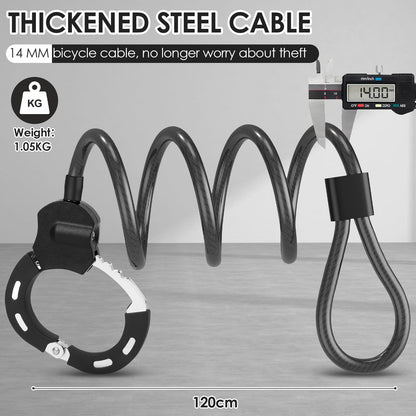 Gaethra E Scooter Lock, 120CM Lock for E Scooter, Handcuff Lock with Key, 14MM Thick Cable Lock High Security, E Roller Lock for Bike, Scooter, Stroller
