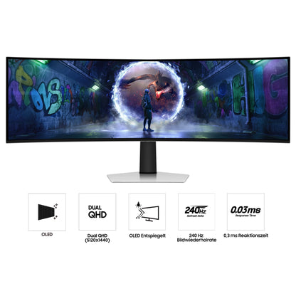 Samsung 49-inch Odyssey OLED G9 G93SD, DQHD (5120 x 1440), Gaming Monitor, PC screen, 240 Hz, OLED Glare Free, 0.03 ms response time, Gaming Hub, LS49DG934SUXEN