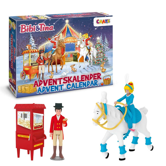 CRAZE Toy Advent Calendar Bibi & Tina Christmas Circus, Kids Advent Calendar with 24 great horse toys, complete game set