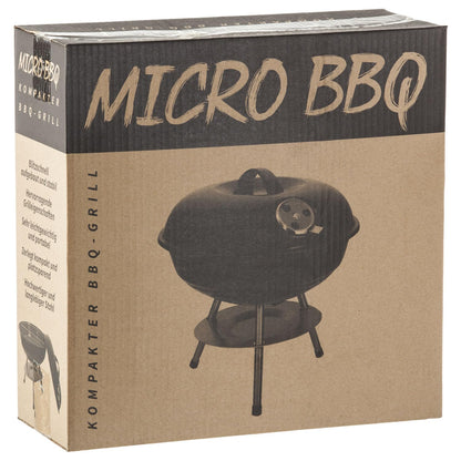 Mini BBQ camping grill ball grill mini grill; Compact travel charcoal grill table grill stainless steel enameled 38cm (black)