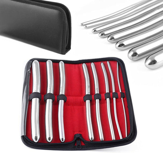 Dilator set urethral dilators 8 Hegar pins with double ends 3mm to 18mm including storage bag/leather case