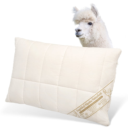 Engelshof Alpaca Pillow Farisa slim 40x60 cm Alpaca fleece Alpaca pillow quilted with 100% alpaca wool - Cover made of untreated cotton.