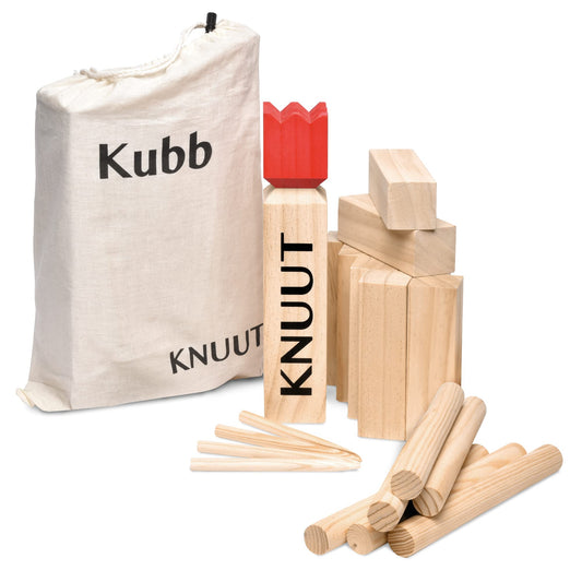 Devil's Kubb Outdoor Game XXL - Original Viking Game - Swedish Chess - Wooden Swedish Chess with fabric bag throwing game made of FSC® pine wood for children and adults