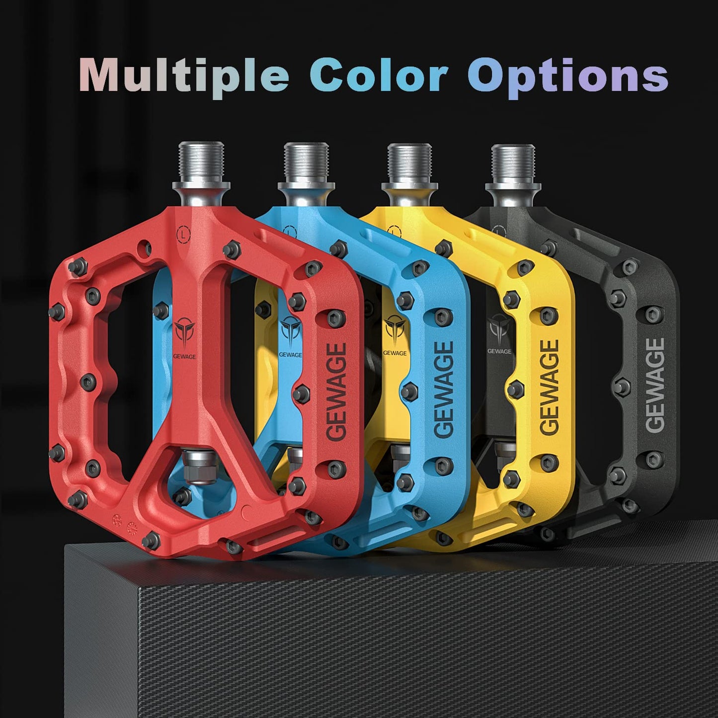 Daring Mountain Bike Pedals, Non-Slip MTB Pedals made of Nylon Fiber, 9/16-inch Bike Pedals, Lightweight and Wide Flat Platform Pedals (Black)