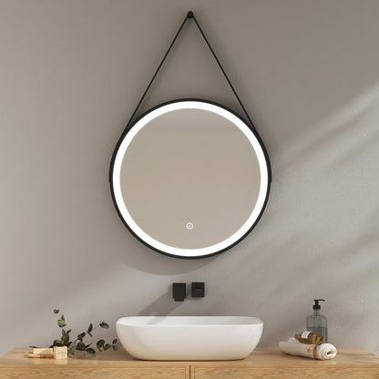 EMKE bathroom mirror with lighting 60cm round mirror with dimmable cool white light, memory function, touch, 3 hours automatic shutdown, round mirror energy-saving