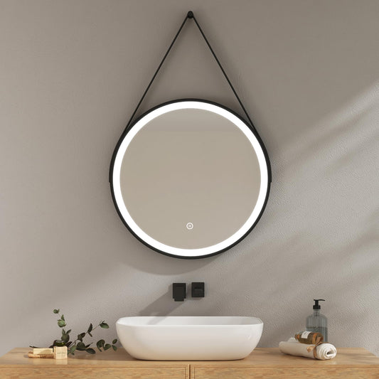 EMKE bathroom mirror with lighting 60cm round mirror with dimmable cool white light, memory function, touch, 3 hours automatic shutdown, round mirror energy-saving