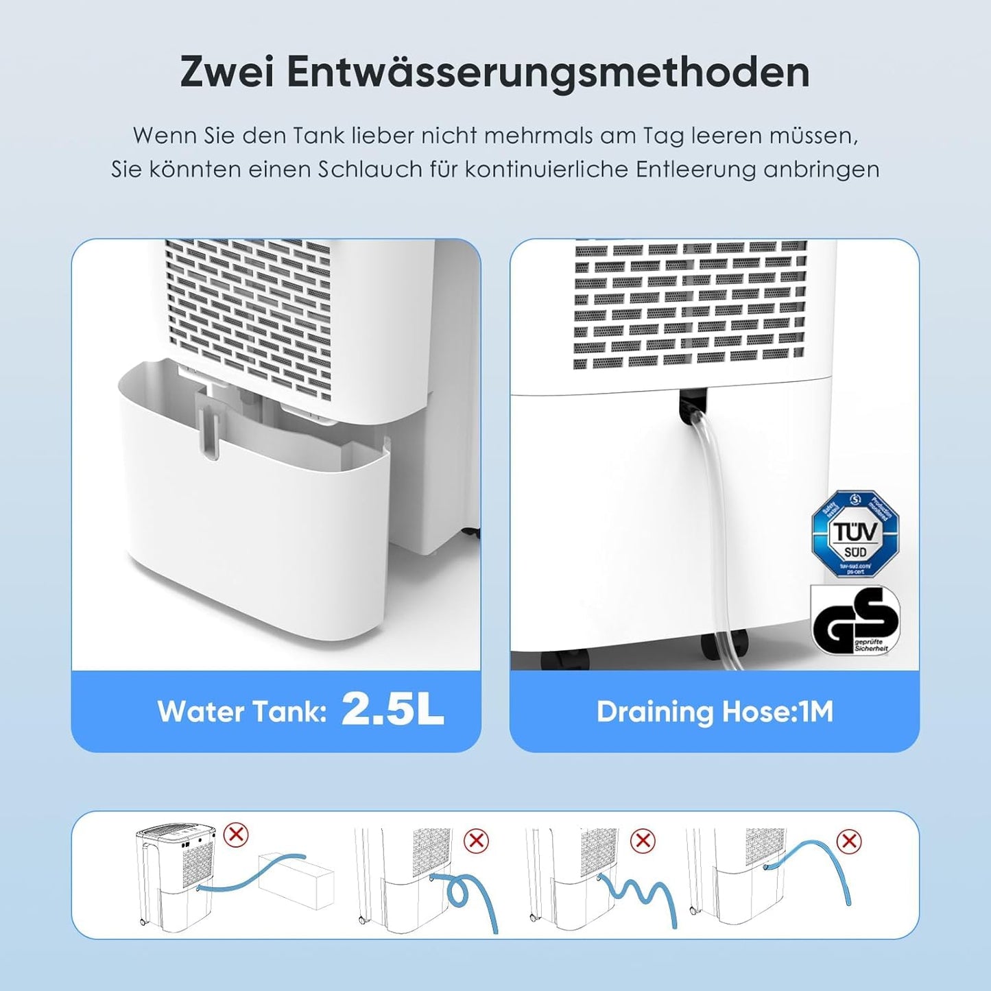 COLAZE Dehumidifier, 12L/24h Electric Dehumidifier, Suitable for Room Sizes up to 120m³ (30m²), Quiet Dehumidifier with Digital Display, Room Dehumidifier for Basement Bedroom Bathroom