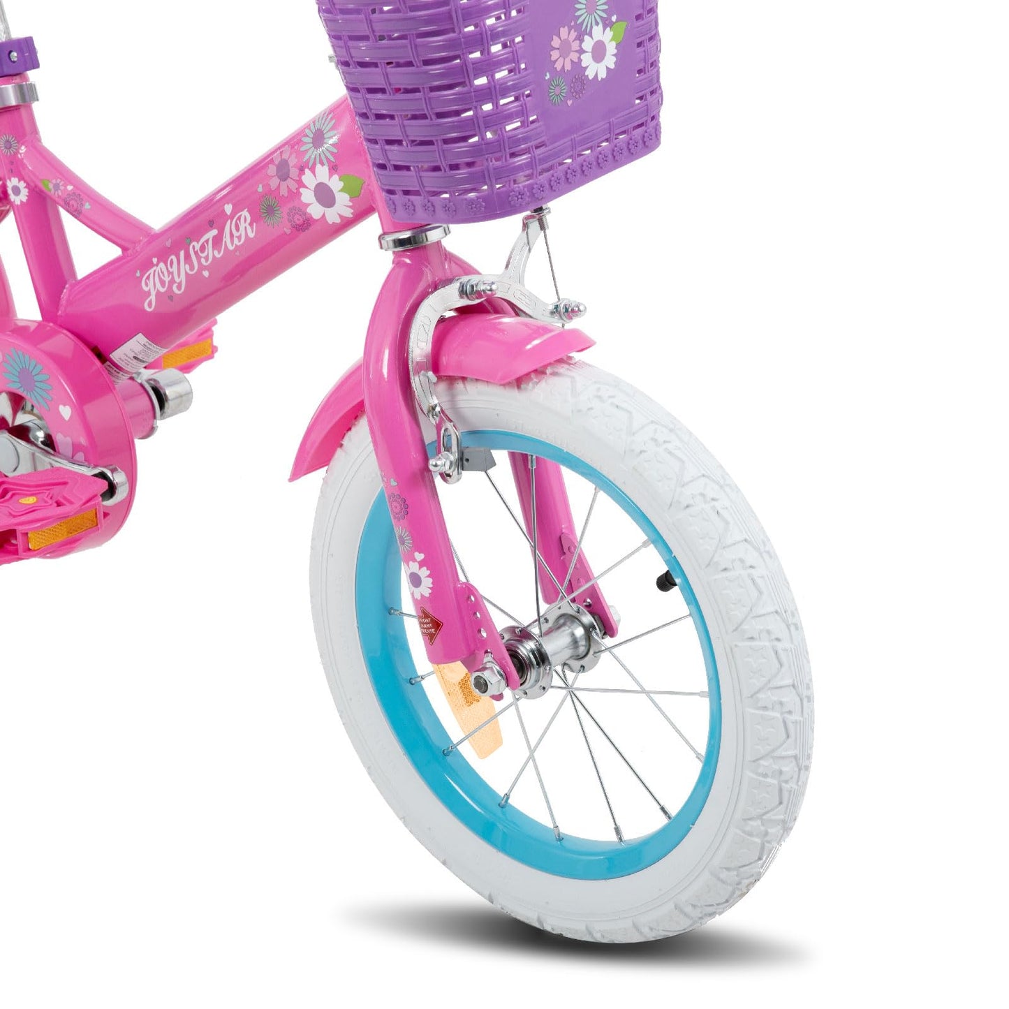 JOYSTAR Daisy 12-Inch Kids Bike for 2-4 Year Old Girls. 12-Inch Wheels Girls Bike with Doll Seat & Bike Streamers & Stabilizers, Purple.