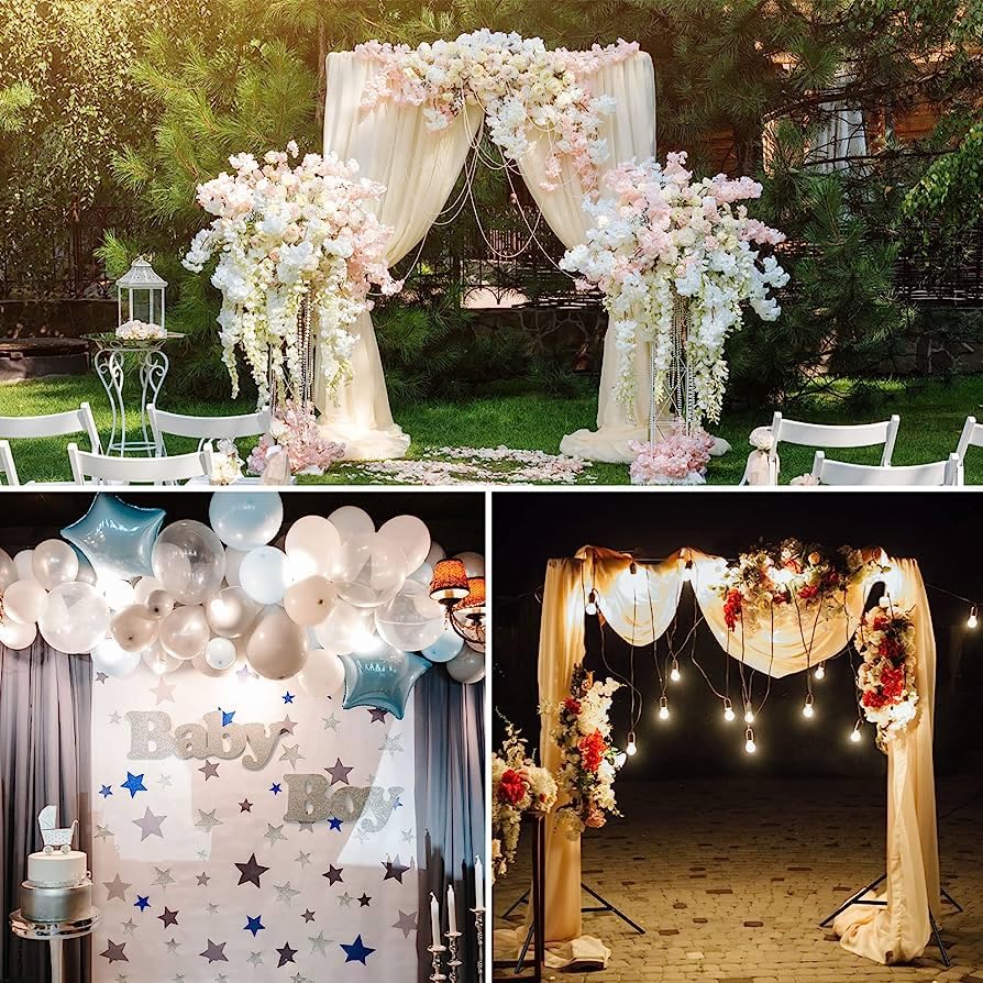 2.6x3m Photo Studio Background System Adjustable Photo Background Stand Set for Photography Party with 1 Carrying Bag, Support System Stand for Photos, Videos, Studio, 6 Spring Clamps, 2 Sandbags