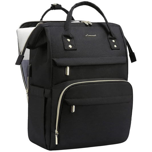 LOVEVOOK Women's Backpack, Waterproof Laptop Backpack 17 Inch with Separate Laptop Compartment, Large School Backpack School Bag, for Work University Teacher Business Office, Black