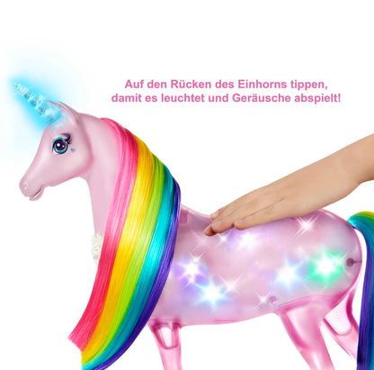 Barbie Dreamtopia Magical Lights Unicorn, with 25+ lights and sounds, includes Barbie doll and unicorn, gift for kids, toy for ages 3+, GWM78