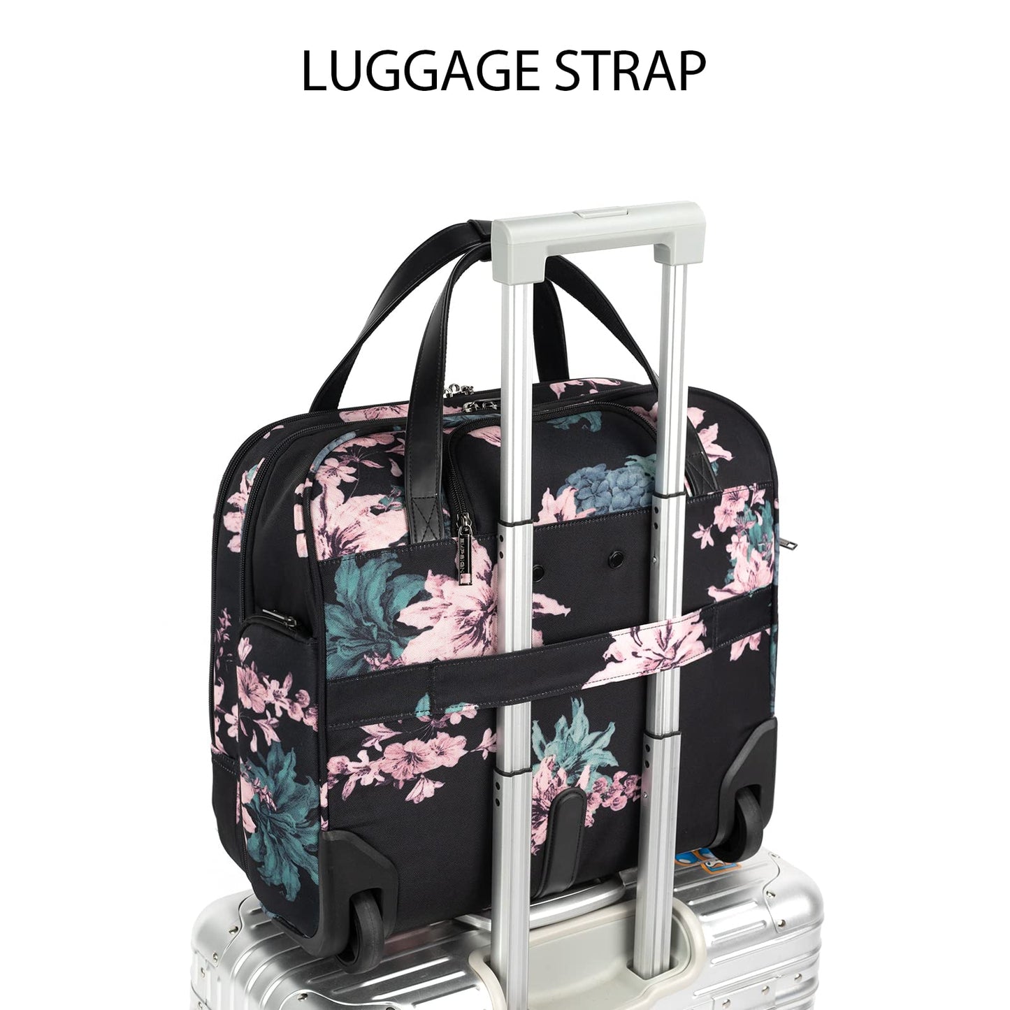 EMPSIGN Laptop Trolley Business Rolling Laptop Case with Wheels Up to 15.6 Inch Laptop Waterproof Briefcase for Travel/School/Men/Women