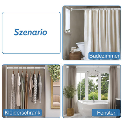 Shower curtain rod, Retractable shower curtain rod without drilling, 70-134cm, Adjustable silver shower curtain rod, Rustproof and non-slip, Suitable for use in bathrooms
