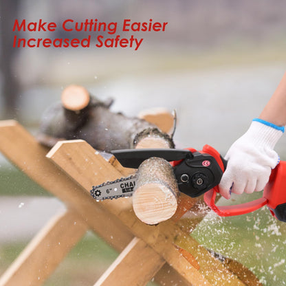 6 inch Mini Chainsaw with Battery, Aoresac Battery chainsaw with 2 Batteries and Chains, 800W Safety Button One-Hand Chainsaw for Hand Chainsaw for Cutting Branches and Garden
