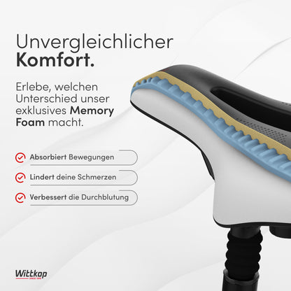 Büchel WITTKOP bicycle saddle with innovative 5-zone Medicus concept and orthopedic memory foam padding I comfortable bike saddle for women & men I MTB, trekking, city