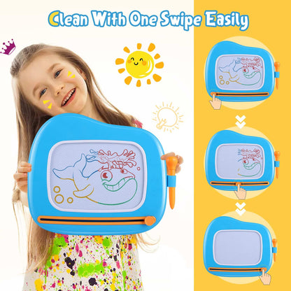 Smagiagon children's toy for ages 1 and up, Magnetic Drawing Board Colorful Doodle Board with 4 Legs for Kids Gift for 1 2 3 Years Old Girls Boys Toys (Blue)