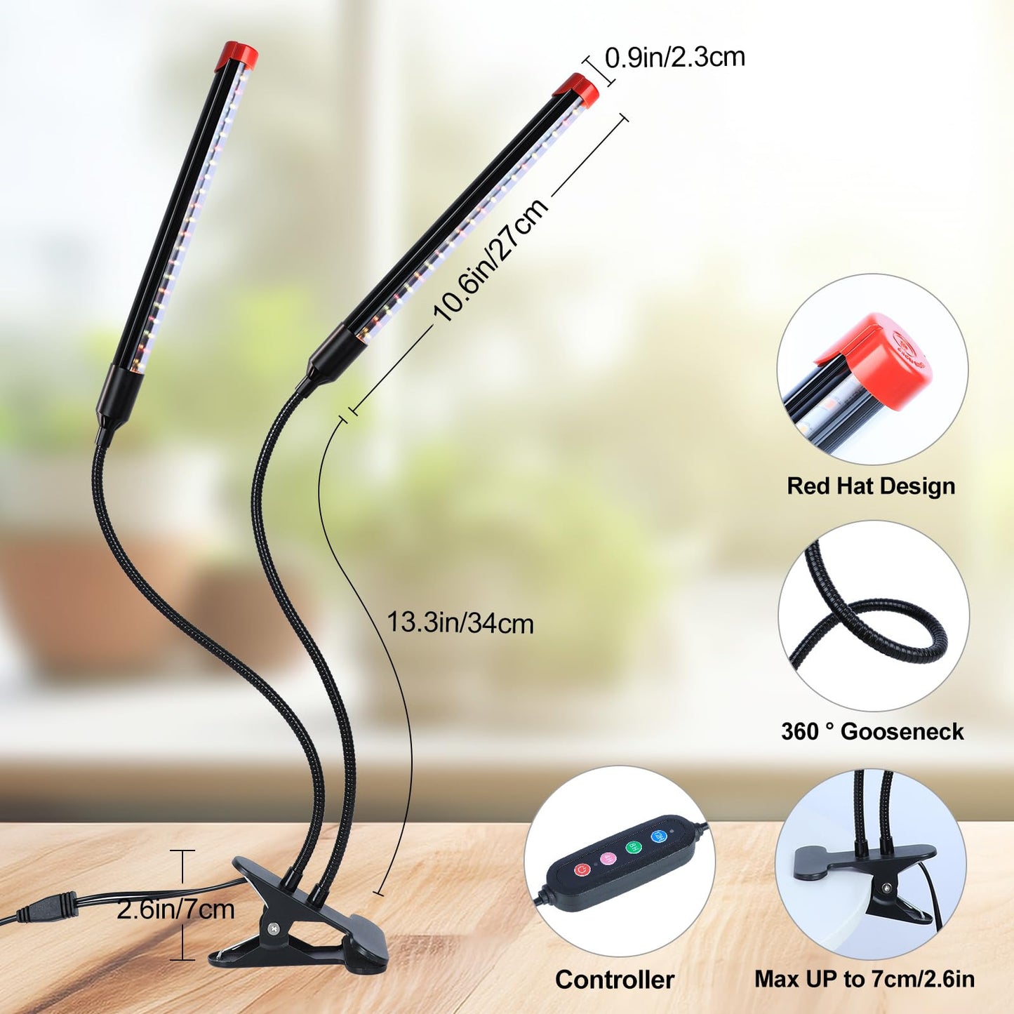 FRGROW LED Plant Lamp 18W, Full Spectrum Plant Light for indoor plants, Plant Light, Growth Lamp for plants vegetables, Precise Timer Plant Lamps Focus Function