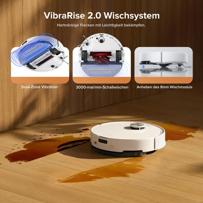 roborock Q10 S5+ Robot Vacuum with Mopping Function, 10,000 Pa HyperForce Suction Power, Dual Anti-Tangle System, Auto Lifting Mopping, Ideal for Pet Hair, Carpets, Hard Floors (White)