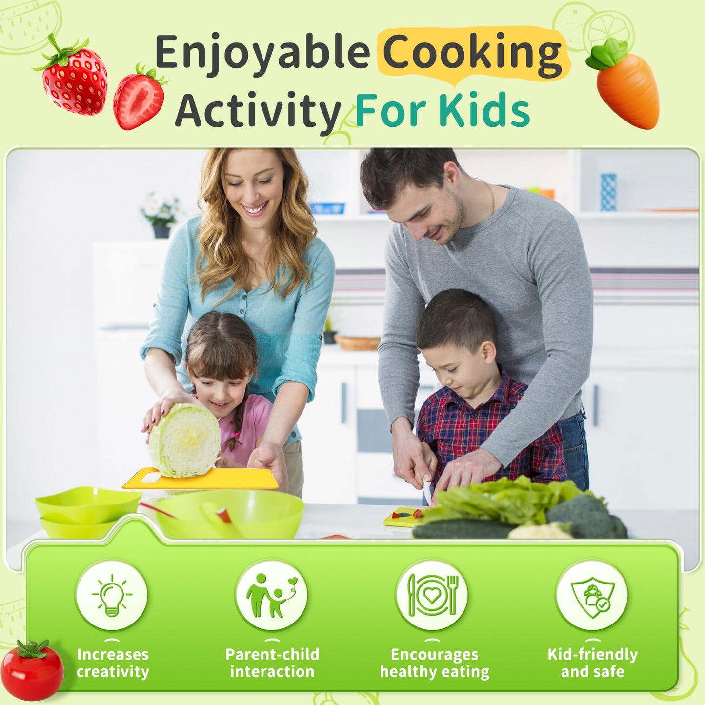 Children's Knife - 14 piece children's safety kitchen knife for real cooking with wooden knife, children's knife, cutting board, peeler etc. | Knives for children from 2 years old, Montessori knife, children's cooking set
