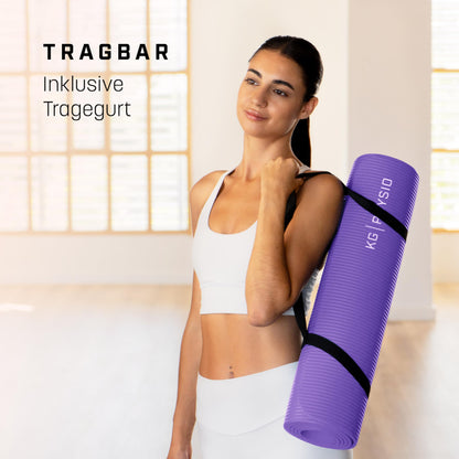 KG PHYSIO Yoga Mat Non-Slip & Cushioned - Yoga Mat with Carry Strap, Fitness Mat, Thick 8mm Exercise Mat, Gymnastics Mat, Gym Mat, Pilates Mat, Fitness Mat, 183x60cm